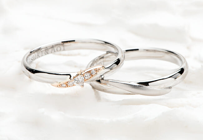 ハートのダイヤモンドを入れた結婚指輪