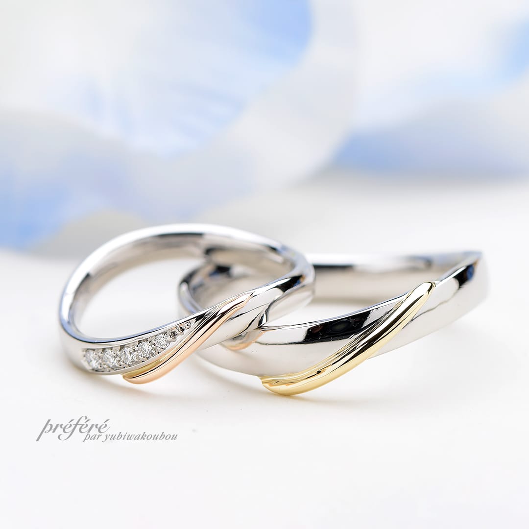 ゴールド、プラチナ素材のダイヤ入り結婚指輪